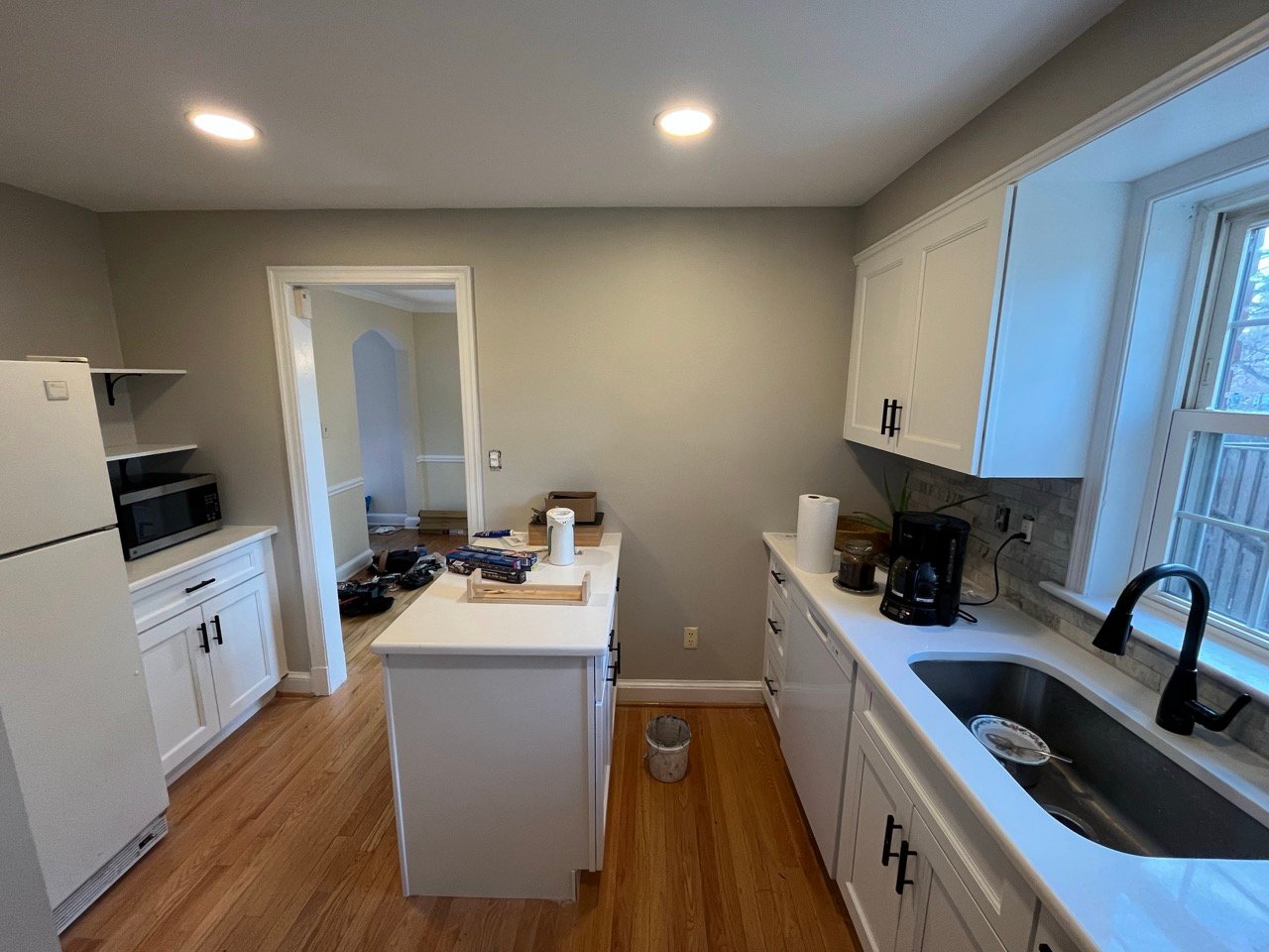 kitchen renovation with new backsplash and countertops